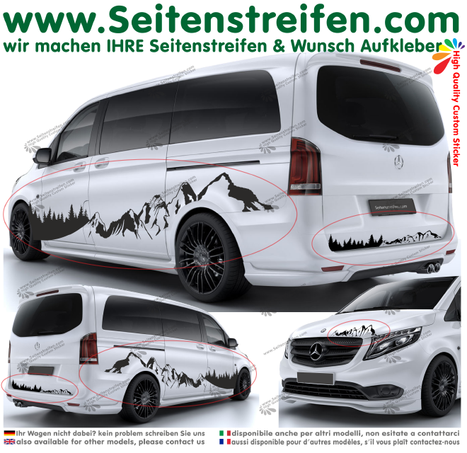 Mercedes Benz classe V - Panorama della foresta di montagne all'aperto adesivi laterali - 4400