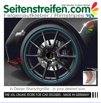 Adesivo per cerchioni Audi 1x bordo del cerchio, nella dimensione e nel colore desiderati - F100