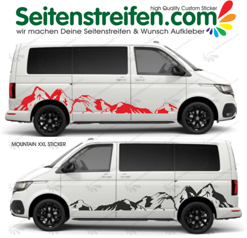 VW Bus T4 T5 T6 - panorama hor Outdoor motiv hor a lesa - sada bočních polepů - polepy XXL - Nº 5000