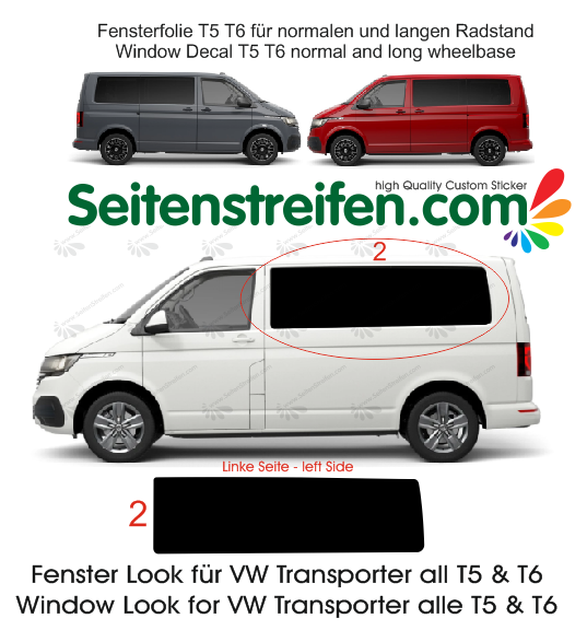 VW BUS T5 T6 Transporter - Fenster Grafik Aufkleber Dekor Sticker Set Nr. 4433