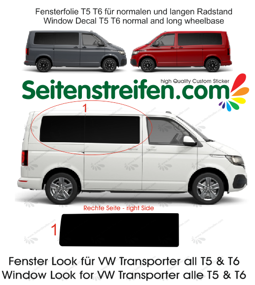 VW BUS T5 T6 Transporter - Fenster Grafik Aufkleber Dekor Sticker Set Nr. 4434