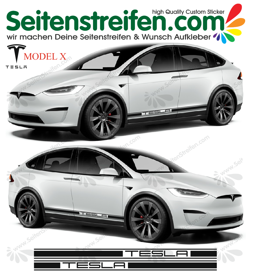TESLA Model X  - side stripes, graphics decals sticker kit