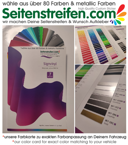 Unsere Farbkarte zur exakten Farbanpassung an Deinem Fahrzeug, wähle aus über 80 Farben