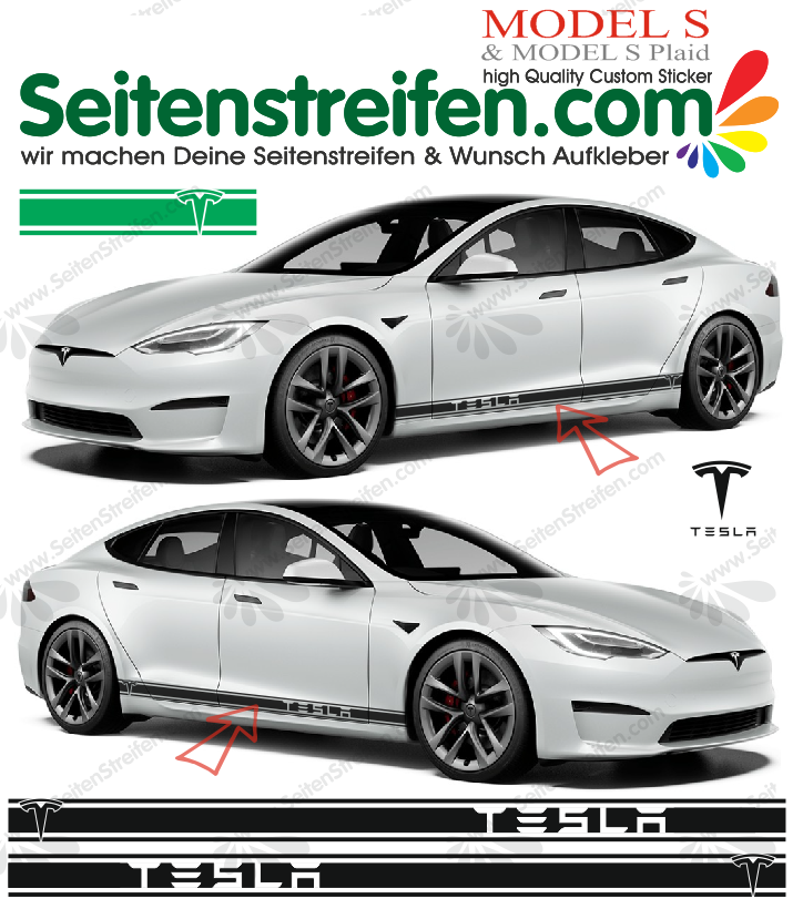 TESLA Model S - bande latérale autocollant ensemble, sticker set