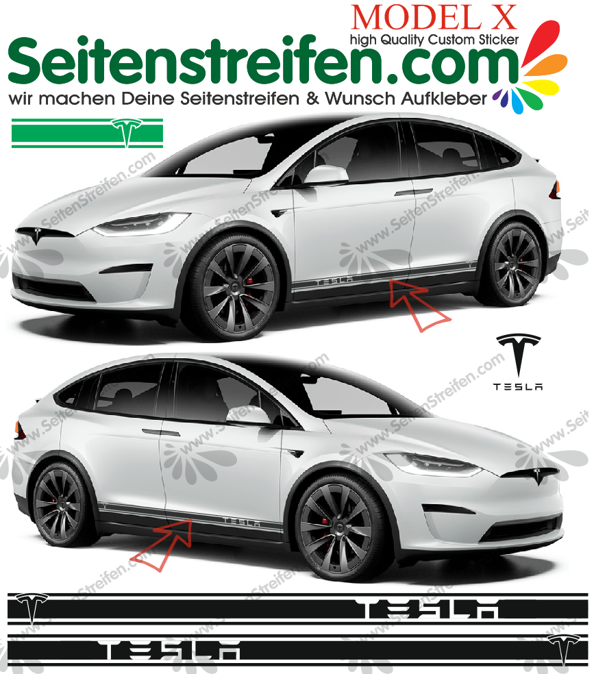 TESLA Model X pegatinas laterales, adhesivo, sticker set