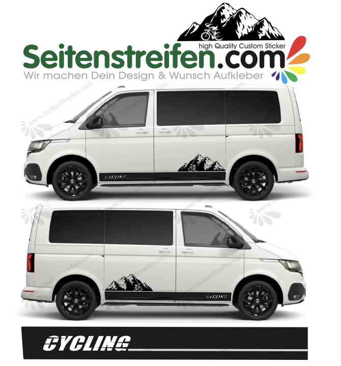 VW T4 T5 T6 - Cyling Edition - Side Stripes Graphics Decals Sticker Kit - 2029