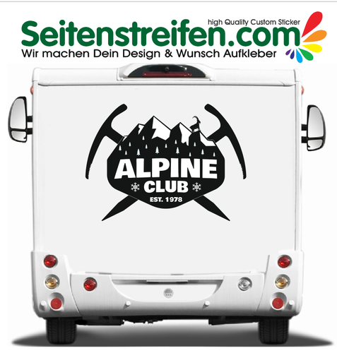 Alpin Club 100x74cm - Camper furgone automobile adesivi strisce laterali adesive auto sticker - 9002