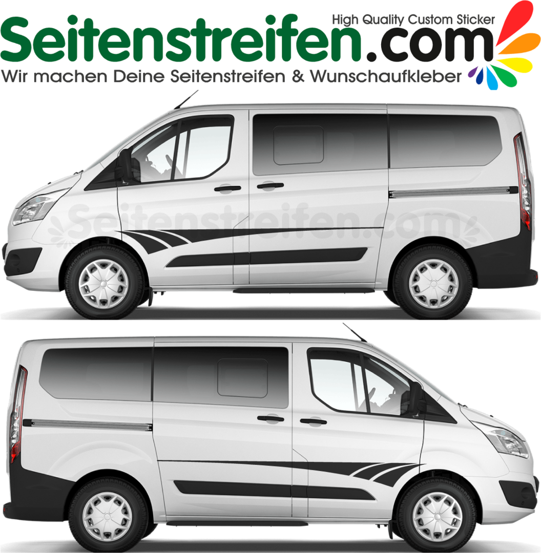 Ford Transit Custom - Wing - Side Stripes Graphics Decals Sticker Kit - 2048