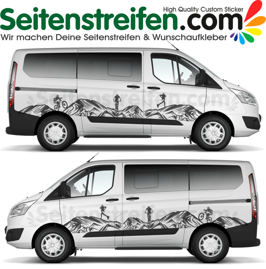 Ford Transit Custom - Mountains Sport Edition - Side Stripes Graphics Decals Sticker Kit - 2056