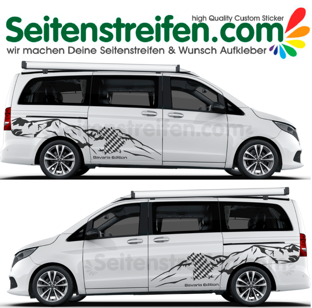 Mercedes V Klasse Vito - Bavaria Edition - Side Stripes Graphics Decals Sticker Kit - 2076