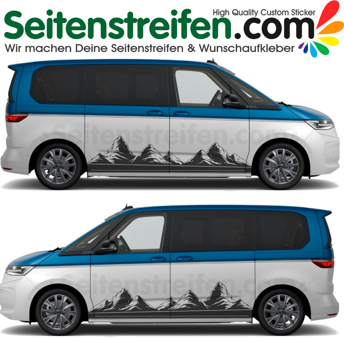VW Bus T7 - Mountain Edition - Side Stripes Graphics Decals Sticker Kit - N° 2079