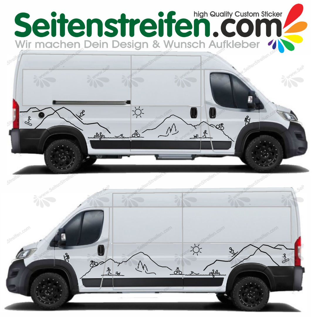 Fiat Ducato -  Leisure Edtion - Side Stripes Graphics Decals Sticker Kit - 2064