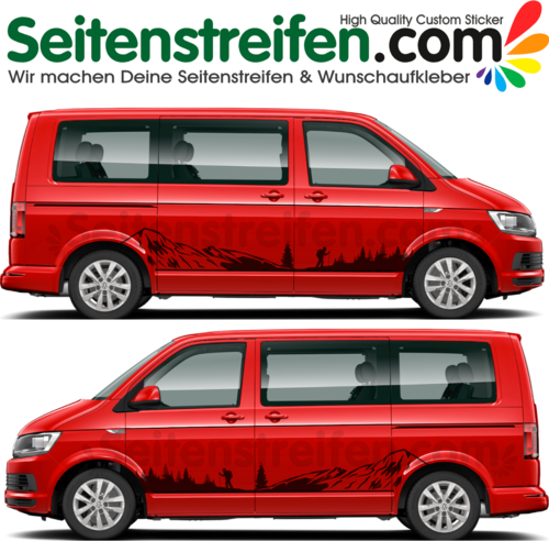 VW Bus T4 T5 T6 - Bergwandern Edition -  Aufkleber Dekor Set - Nr. 2113