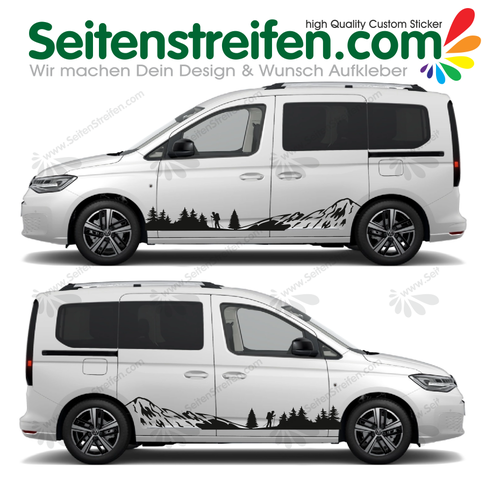 VW Caddy - Edizione per le escursioni in montagna adesivi laterali adesive auto sticker - 2114