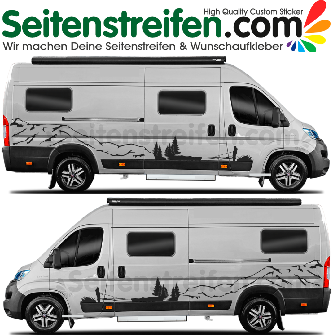 Fiat Ducato - Fishermans Friend Outdoor Edition - Side Stripes Graphics Decals Sticker Kit -2117