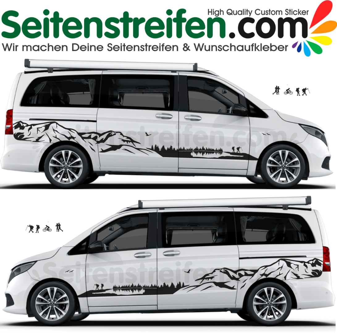Mercedes V Class - bosque, montañas, lago y motivos - set de pegatinas adhesivo sticker set - 2061