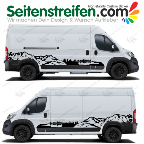 Fiat Ducato - Black Forest Edition - Side Stripes Graphics Decals Sticker Kit - 2060