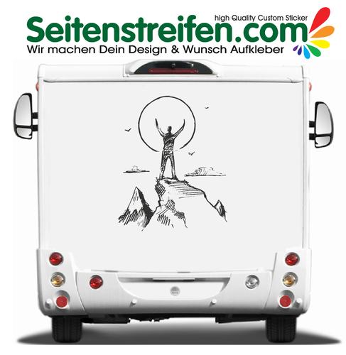 Man and view from the mountain - Motorhome, camper, van, bus, car graphics decals sticker - 9904