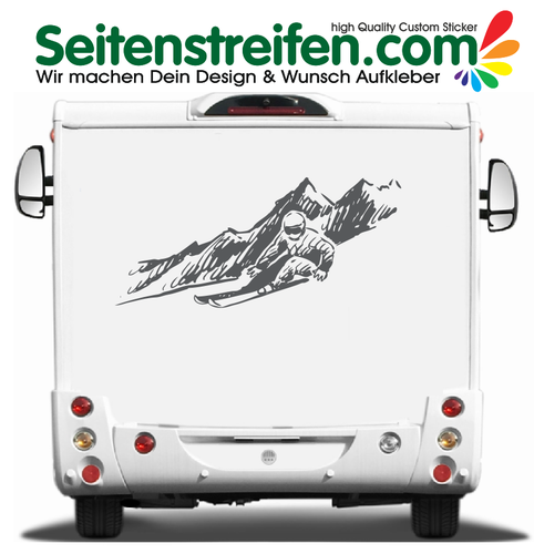 Skifahrer Rennski 100x45cm - Wohnmobil, Camper, Van, Bus, Auto,  Aufkleber Dekor Sticker - 9906