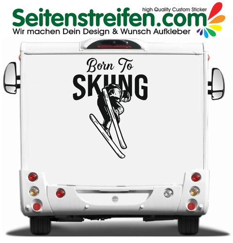 Born to skiing Freeride sciare 115x85cm - Camper furgone automobile adesivi strisce laterali - 9911