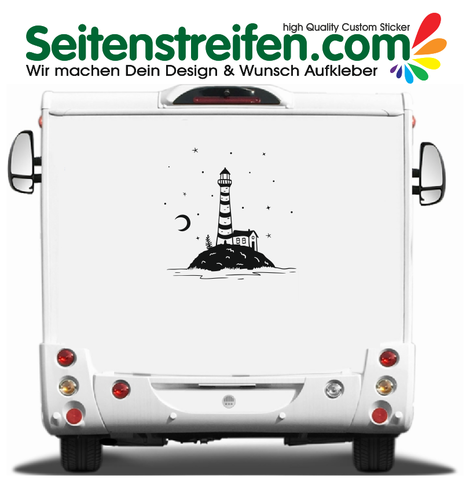 Leuchtturm bei Nacht 100x100cm Wohnmobil, Camper, Van, Bus, Auto,  Aufkleber Dekor Sticker - 9923