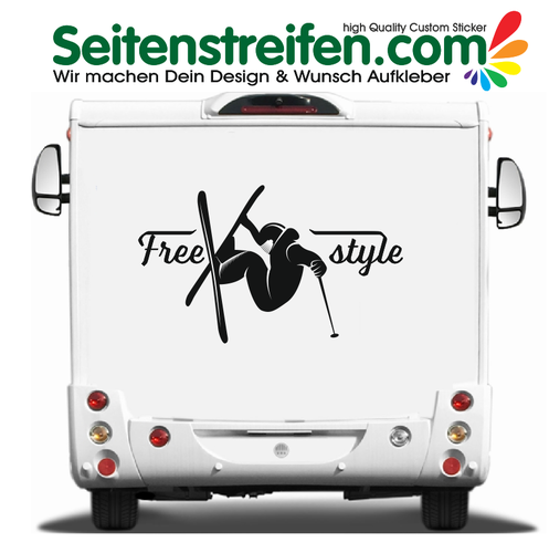Free style Ski Fahrer 115x69cm Wohnmobil, Camper, Van, Bus, Auto,  Aufkleber Dekor Sticker - 9929