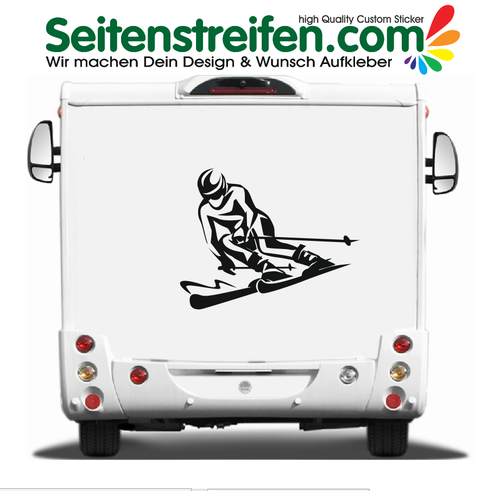 Sciatore di sci 115x90cm - Camper furgone automobile adesivi laterali adesive auto sticker - 9931