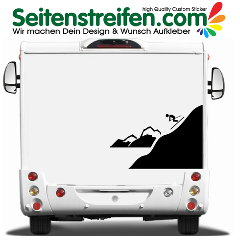 Ski Downhill 115x79cm - Camper furgone automobile adesivi laterali adesive auto sticker - 9932