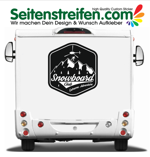 Snowboard Club 100x92cm  - Wohnmobil, Camper, Van, Bus, Auto,  Aufkleber Dekor Sticker - 9936