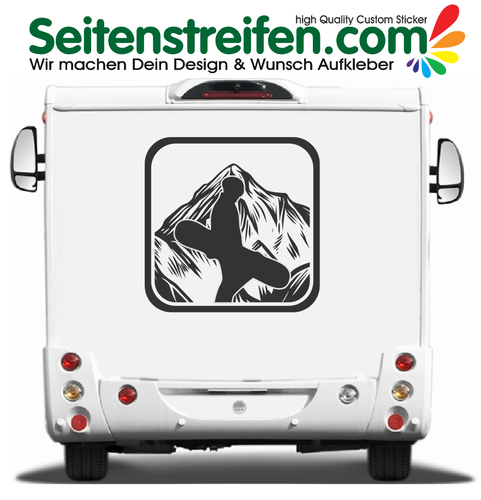 Snowboarder 120x120cm Autocaravana, caravana furgoneta autobús coche pegatinas adhesivo sticker 9938