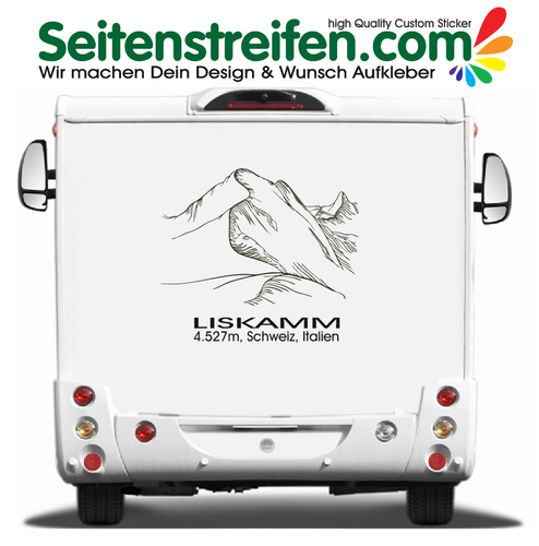 Liskamm montaña 120x105cm - Autocaravana, caravana, furgoneta, autobús, coche, pegatinas, adhesivo