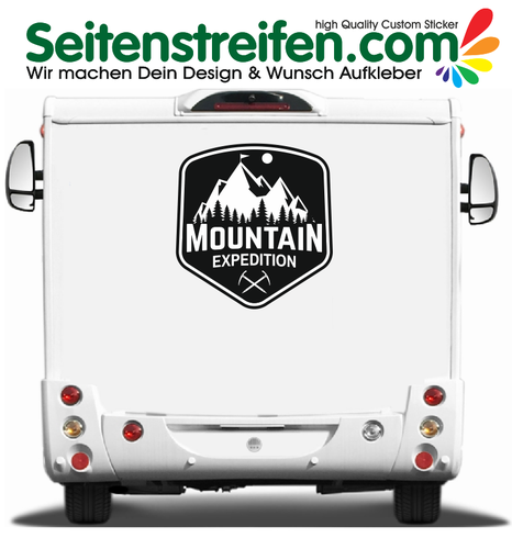Spedizione in montagna 120x113cm - Camper furgone automobile adesivi strisce laterali - 9952