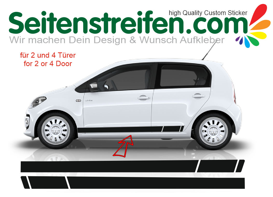Skoda Citigo - adesivi strisce laterali adesive auto sticker - 7541