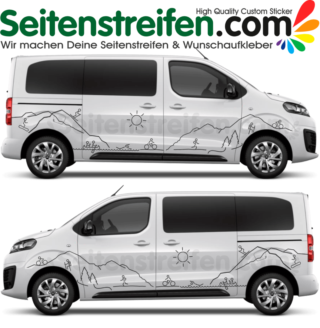 Opel Zafira Life - Leisure Edtion - Side Stripes Graphics Decals Sticker Kit - Nr. 2041