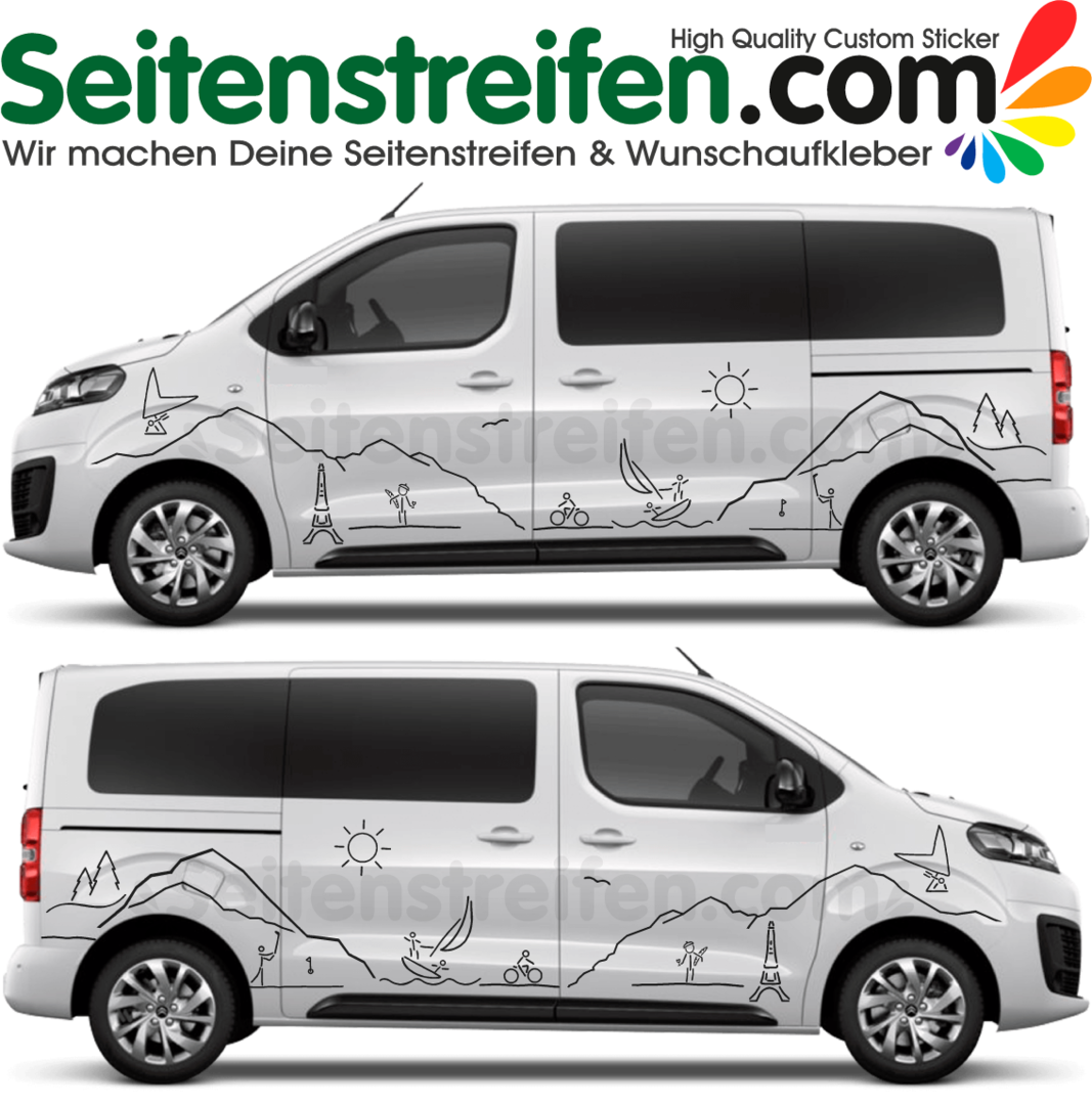 Toyota ProAce Verso - Vive la France Edition  - Side Stripes Graphics Decals Sticker Kit - 2042