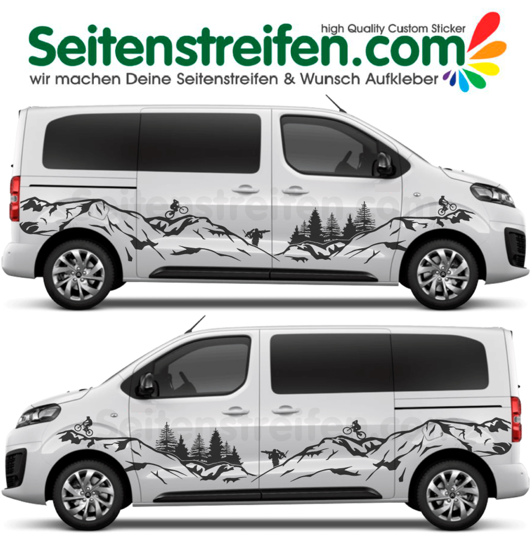 Toyota ProAce Verso - Mountanbike Edition - Side Stripes Graphics Decals Sticker Kit - 2007
