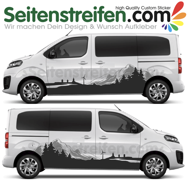 Citroën Spacetourer - Sierra Nevada, montañas, bosque, aldea, 2 colores, adhesivo, pegatinas set