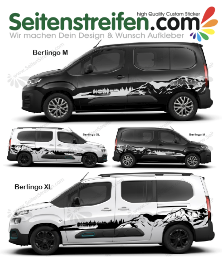 Citroen Berlingo - Montagna della Foresta Nera adesivi laterali adesive auto sticker - 2229
