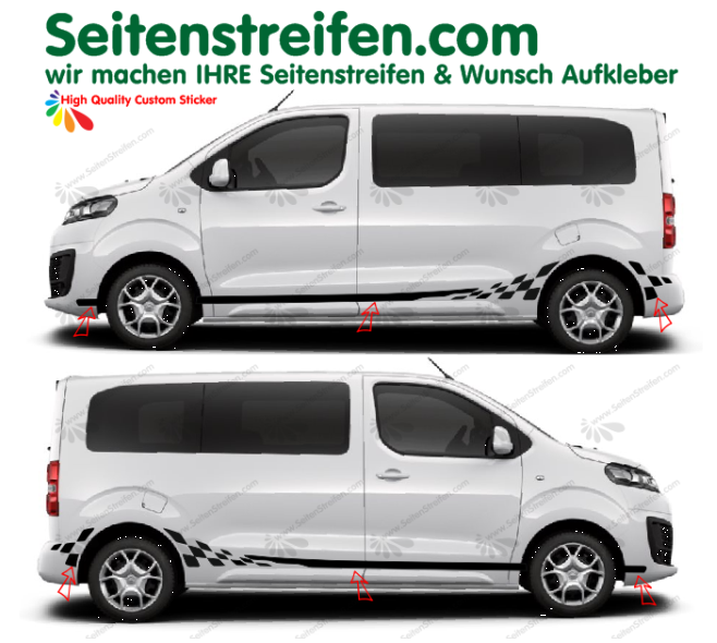 Toyota ProAce Verso - Checker - Side Stripes Decals Sticker Kit - N° 8111