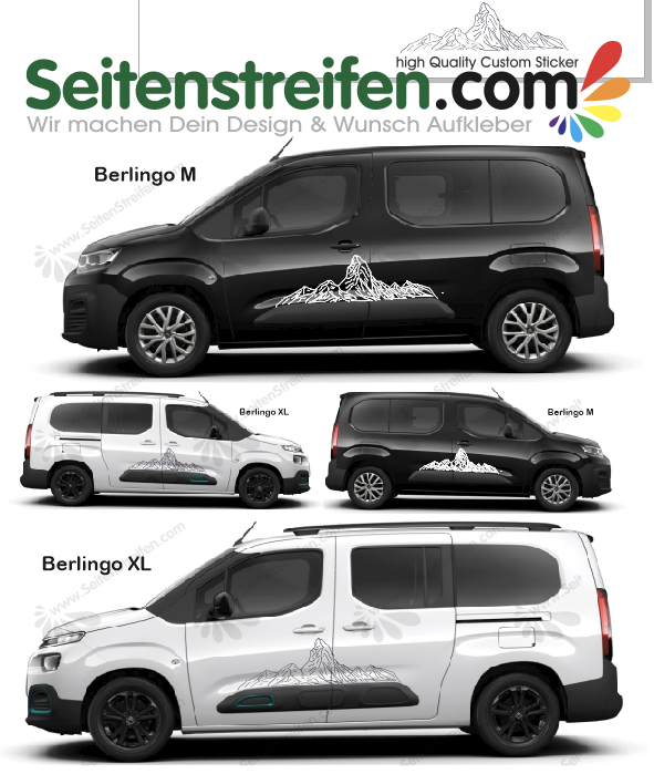 Peugeot Rifter - Montagne Cervino Zermatt adesivi laterali adesive auto sticker - 9233