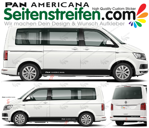 VW BUS T5 T6 - PanAmericana - Side Stripes Graphics Decals Sticker Kit - N° 8787