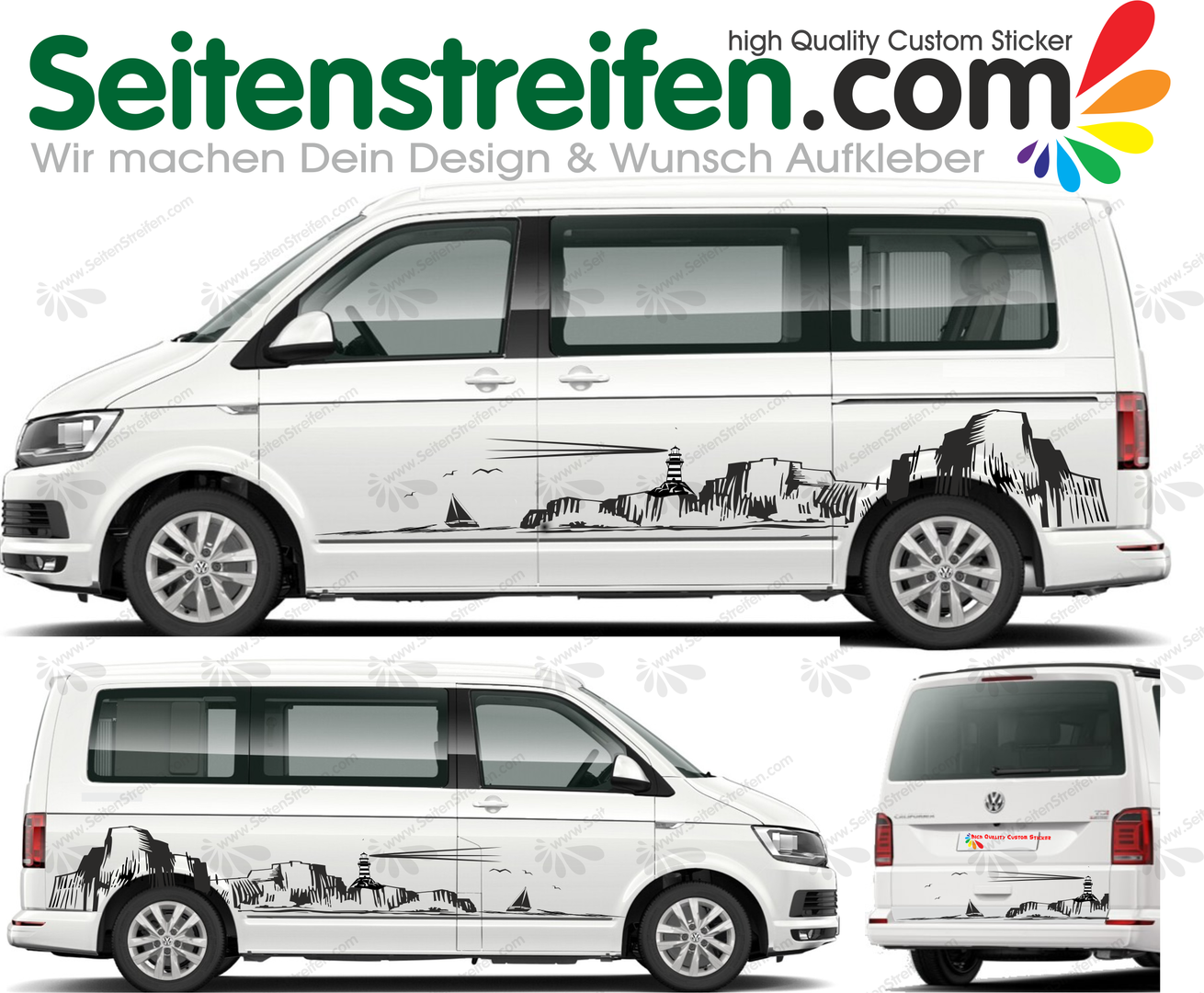 VW T4 T5 T6 mountains, lighthouse, ocean, cliff, sailing Graphics Decals Sticker - D2201