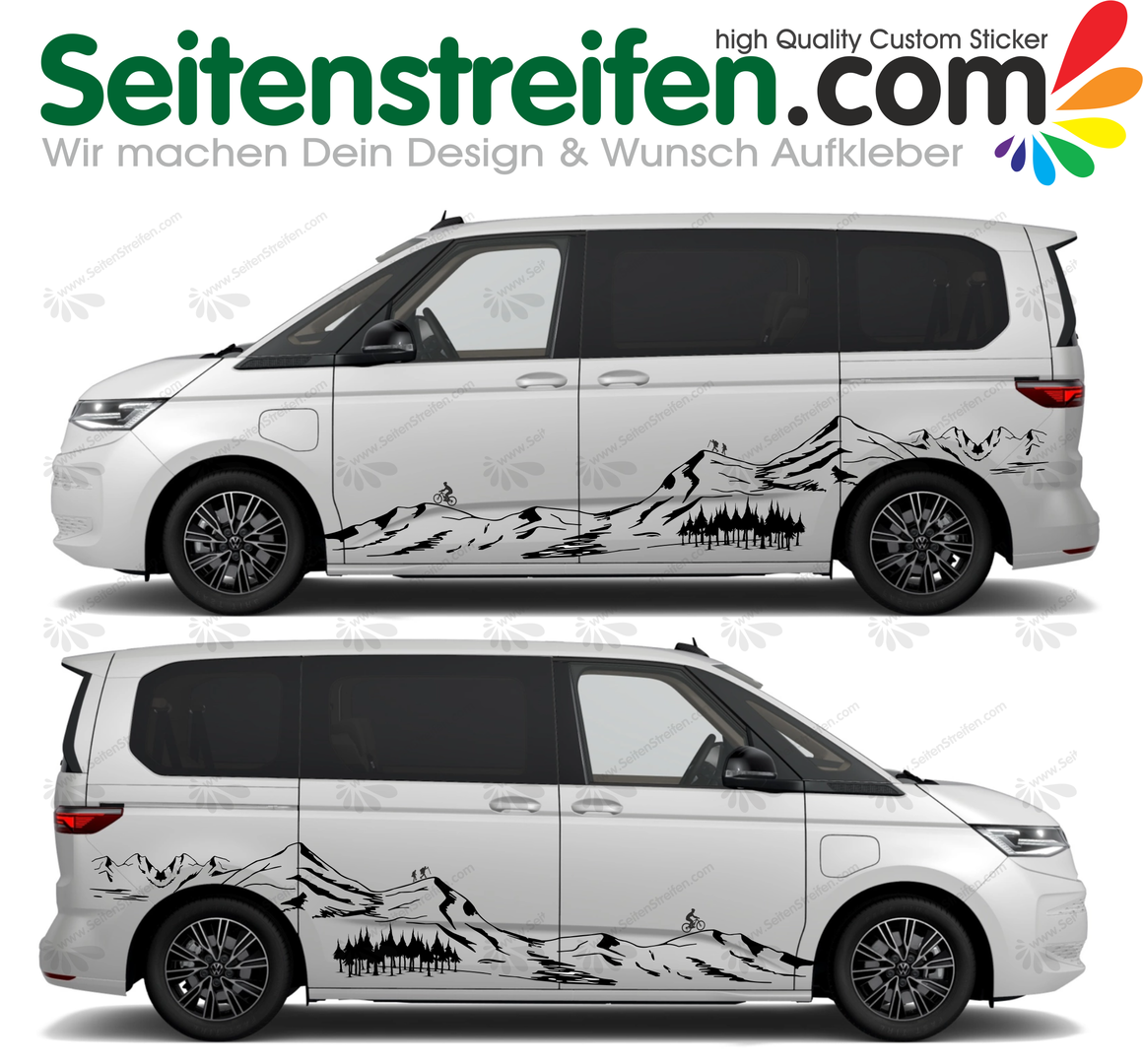 VW T7 - Mountain  - Side Stripes Graphics Decals Sticker Kit
