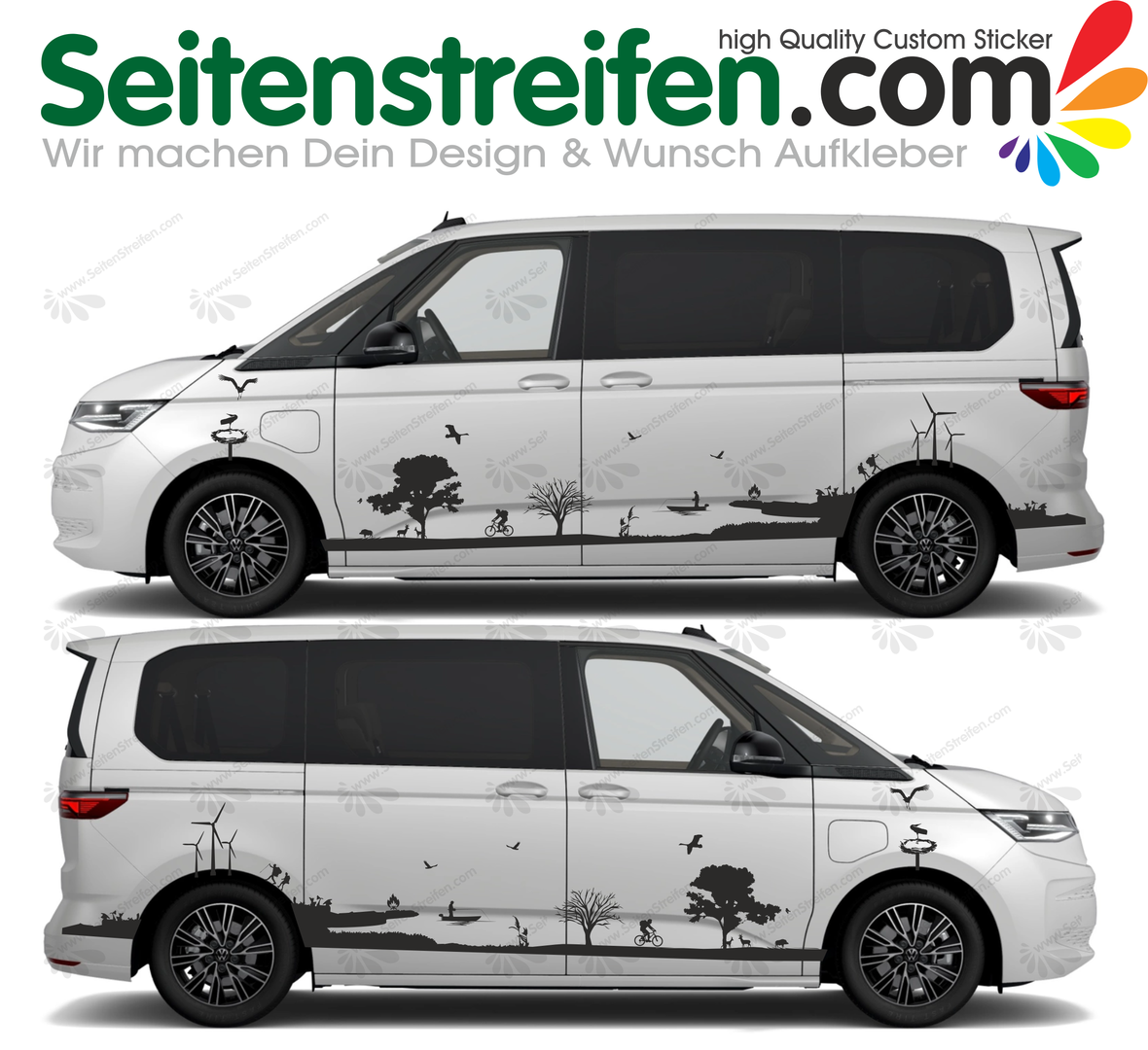 VW T7 - Mountain  - Side Stripes Graphics Decals Sticker Kit