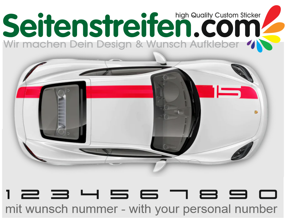 Porsche Cayman GT4 Sports Cup Edition - požadované číslo - nálepky, dekorační autokolant, sticker