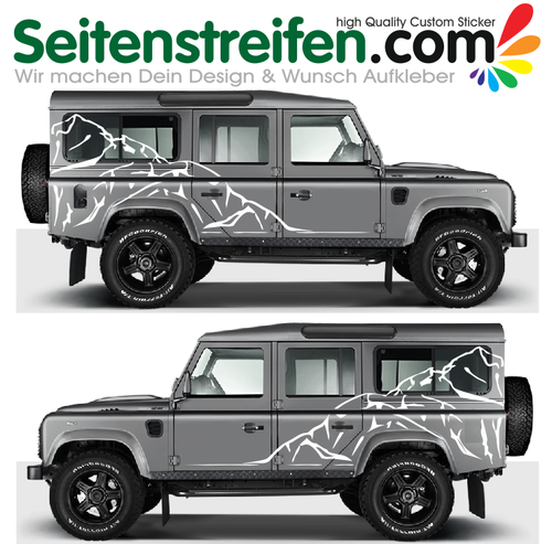 Land Rover Defender - Berge Alpen Mountain - Aufkleber Dekor Set - 8009