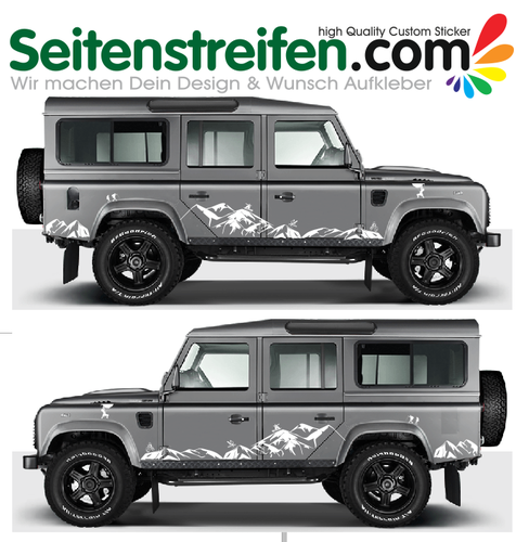Land Rover Defender - Berge Alpen Outdoor Sport - Aufkleber Dekor Set - 8010