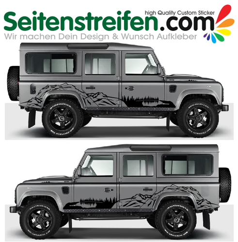 Land Rover Defender - Schwarzwald Berge See - Aufkleber Dekor Set - 8014