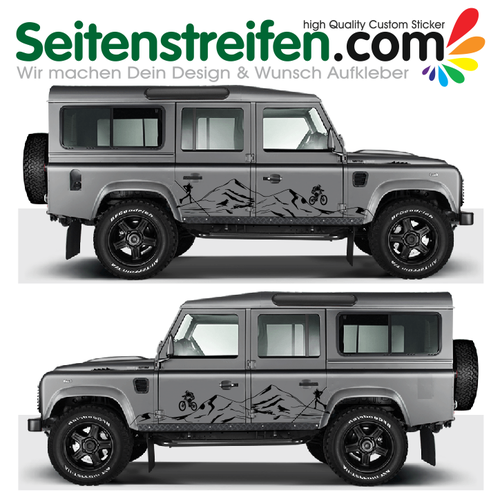 Land Rover Defender - Berge Sport MTB Laufen Freeride - Aufkleber Dekor Set - 8019
