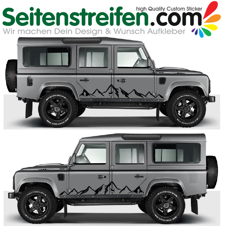 Land Rover Defender - Berge Mountain Alpen - Aufkleber Dekor Set - 8021